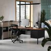 Flash Furniture Cambridge 30x70 Right Side Single Pedestal Desk with 3 Locking Drawers, Walnut Top and Black Frame GC-M-BLK-177-WLN-GG